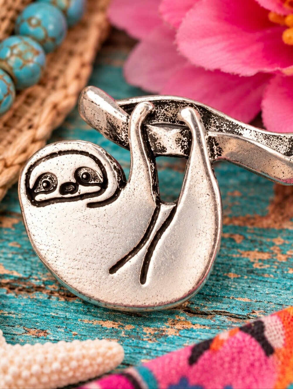 ANTHROPOLOGIE ANTIQUED SLOTH RING SIZE 8